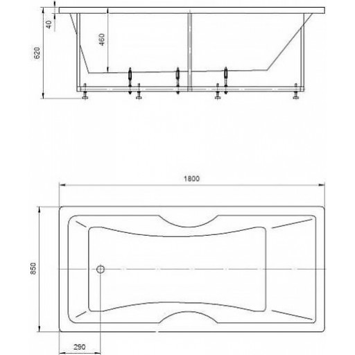 Акриловая ванна Aquatek Феникс 180x85 FEN180-0000069 с фронтальным экраном (слив слева), прямоугольная